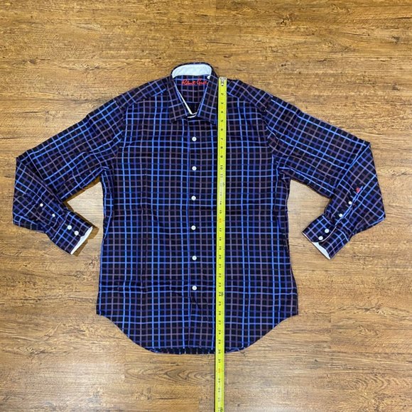 Robert Graham Black Blue Plaid Classic Fit Button Up Casual Dress Shirt‎ Men's M - Picture 10 of 12
